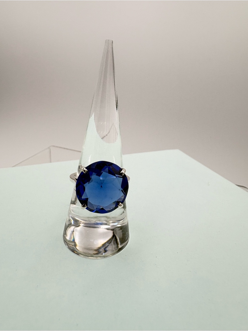 925 Sterling Silver Genuine 8CT Faceted Sapphire Gemstone Ring - Size 7.5 - Picture 15 of 17